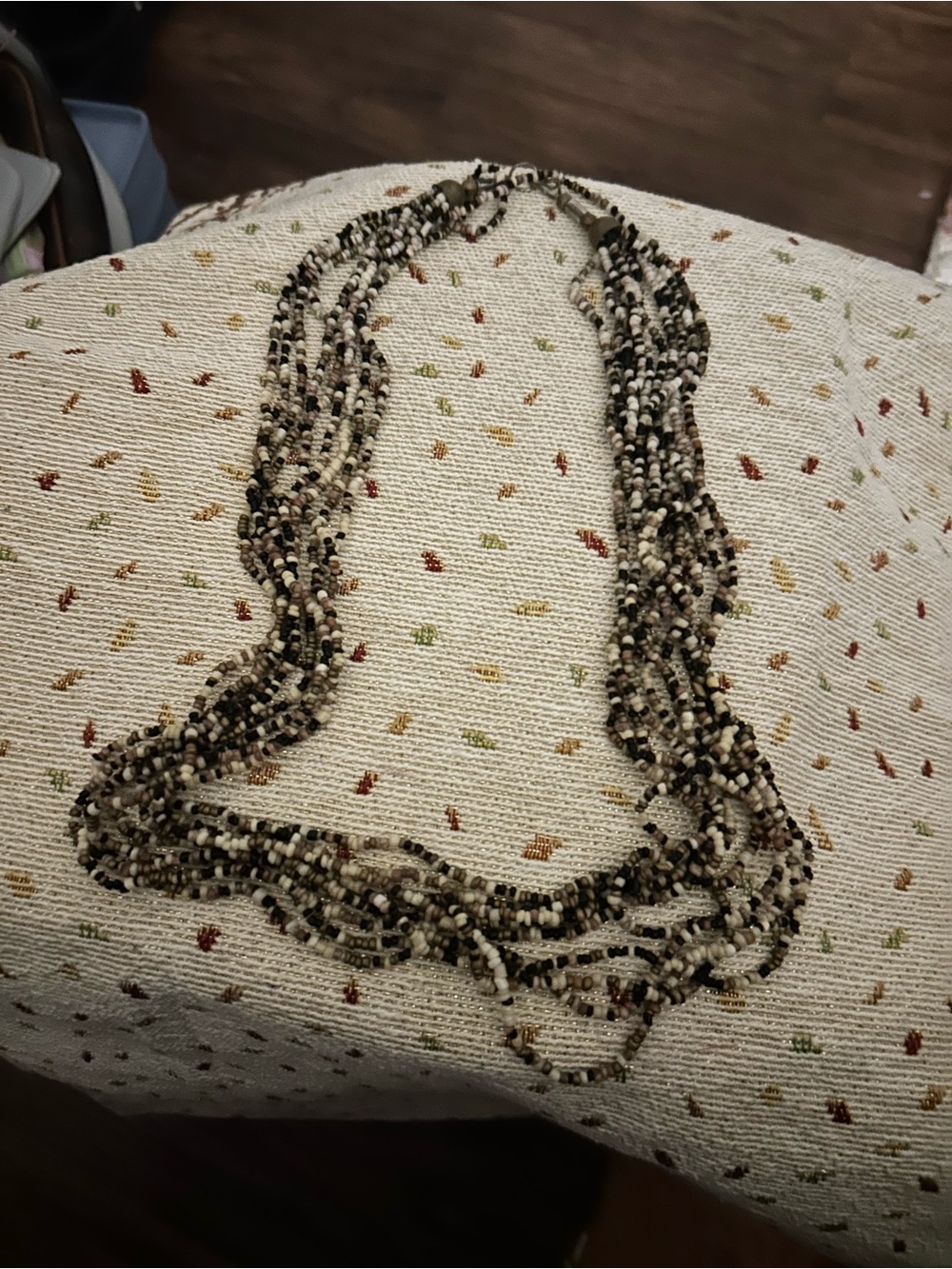 Layered Seed-Bead Necklace in Black & White